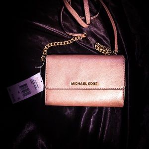 Michael Kors metallic ballet pink jetset crossbody